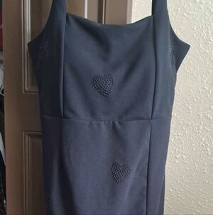 Black Dress with Heart Accents